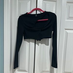 Black Long Sleeve Crop Top